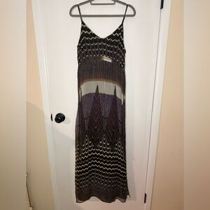 charlie jade Black and Gold Patterned Spaghetti-Strap Maxi Dress